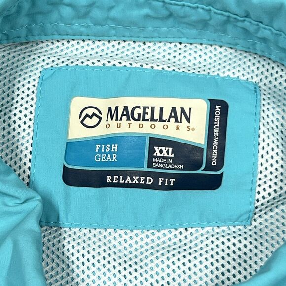VTG Magellan Fish Gear Shirt Mens 2XL Aqua Blue Vented‎ Moisture Wicking Relaxed - Picture 2 of 16